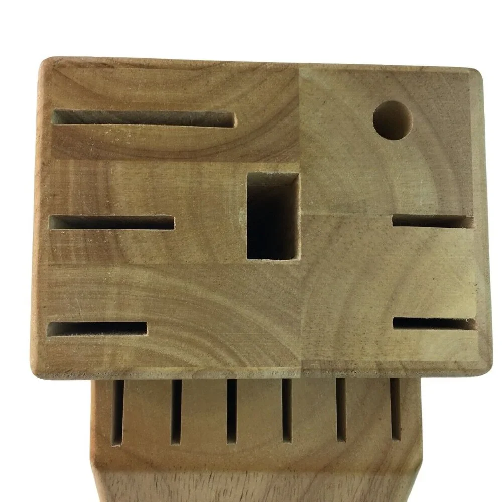 KitchenAid Wood Knife Holder Block Only 13 Slot Oak Wood Rubber Feet u